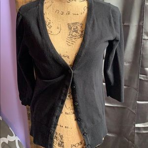 Black 3/4 sleeve Button Up Sweater